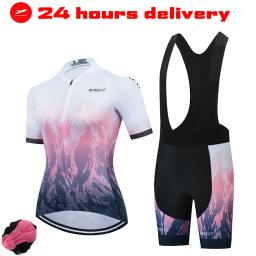 RXKECF-Conjunto de Jersey Ciclismo Manga Curta Feminina, Roupa Esportiva, Kit Vestuário Bicicleta, MTB Maillot, Roupa de Bicicleta Ciclista, 2023 - Image 1