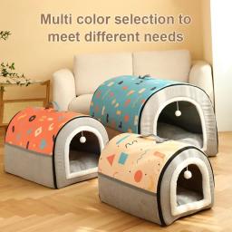 Cama lavável removível para cães e gatos, casa geométrica aconchegante, ninho quente, tapete para cães de médio e grande porte, artigos para animais, inverno - Image 5