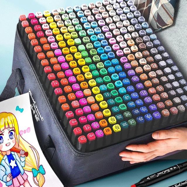Caneta Marcadora Oleosa Colorida 168 Cores Ponta Dupla para Desenho e Pintura Infantil e Escolar