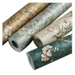 Adesivos de parede florais vintage para decoração do quarto, recondicionado, não autoadesivo, papel de parede não tecido em rolo - Image 6