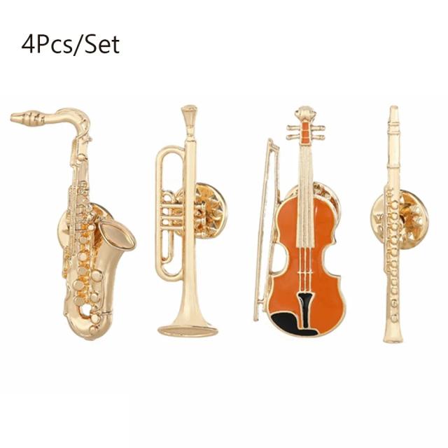 Broches de Liga Esmaltada 4 Unidades Instrumentos Musicais