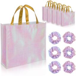 Sacos grandes do presente com alças, sacolas para o aniversário, festa de casamento, embalagem do Natal, sacos de compras reutilizáveis, brilhantes, 12pcs - Image 1