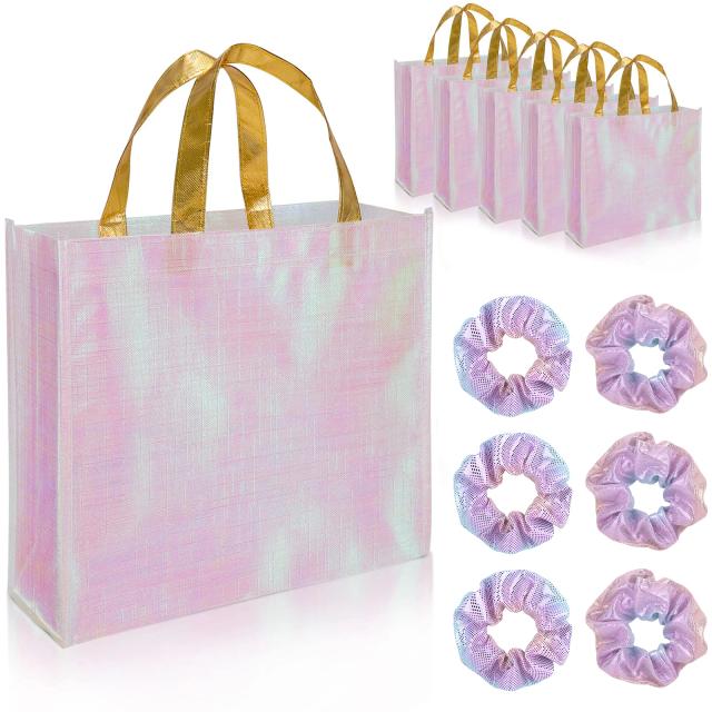Sacos Grandes Reutilizáveis com Alças para Aniversários, Casamentos e Natal - Pacote com 12 Peças Brilhantes