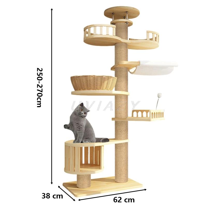 Multi-Nível Teto Cat Tree Prateleira, Escalada de Madeira Quadro, Arranhar Post, Sisal Pilar, Moer Patas, Jumping Plataforma, Perch Torre - Image 1
