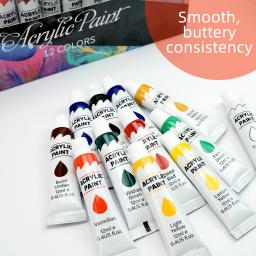 Conjunto de tintas acrílicas não tóxicas, tinta artesanal para tela, madeira, tecido, couro, papelão, papel, MDF, 12ml, 24 unidades - Image 6