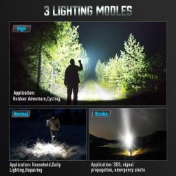 Lanternas de LED recarregáveis de alta potência, super brilhante, lanterna poderosa, tocha de acampamento portátil, uso ao ar livre e de emergência - Image 2