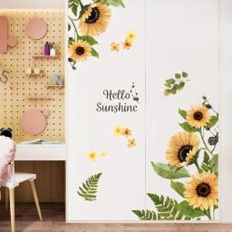Adesivos de parede auto-adesivos com flores, plantas e flores, para sala de estar, decoração, roupeiro e quarto - Image 1