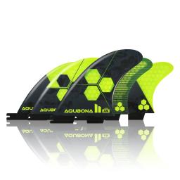 AQUBONA Fibra de vidro Honeycomb Prancha Fin Thruster Surf Fin ou Quad Set Single Tab ou Dual Tab S/M/L Tamanho com chave e parafusos - Image 4