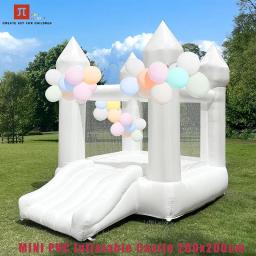 Castelo inflável branco pequeno da casa do salto com ventilador pvc bouncy castelo jumper para crianças 1-6 anos festa de casamento de aniversário - Image 4