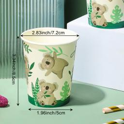 Copo de papel descartável para festas temáticas, padrão coala bonito, piqueniques, festa de aniversário suprimentos, decoração, 9oz,25pcs - Image 2