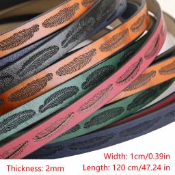 Corda de Couro PU para Fazer Jóias, Material para Pulseira, DIY, Impressão de Penas, Achados, Acessórios, 5 Cores, 120x10mm, 1Pc - Image 6