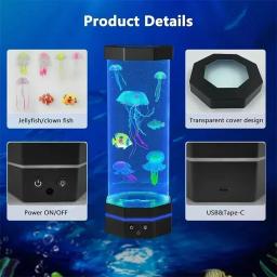 Lâmpada de lava de água-viva de 15 polegadas, 17 cores que mudam, lâmpada de água-viva com controle remoto, plug-in usb, lâmpada de peixe bolha, luz noturna rc - Image 4