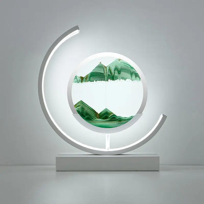 Luminária de Mesa LED Areia Movediça Arte Dinâmica 3D 15cm