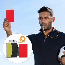 Cartão de árbitro de futebol profissional vermelho amarelo cartões caneta assobios cartão mangas conjunto futebol treinamento árbitro cartões de aviso - Image 5