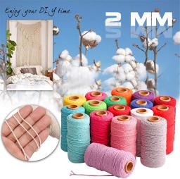 Corda de Algodão Colorido para DIY, Macramé Cord, Fio Twine, Home Decor, Festa de Casamento Acessórios, 100m por Rolo, 2mm - Image 2