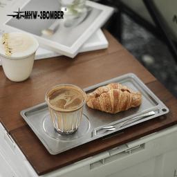 MHW-3BOMBER-Stainless Steel Food Serving Tray, Chic Coffee Bar Acessórios, Cozinha retangular placas decorativas, 3 Pieces Set - Image 1