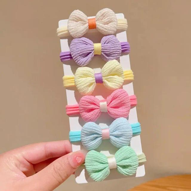 Corda de Cabelo Estilosa Coreana com Laço - Conjunto de 6 Acessórios para Crianças, Sem Danos e Altamente Duráveis