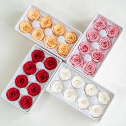 Natural Preservado Cabeça Flor Rosa Real, Urso De Pelúcia, Handmade, DIY, Arranjo De Flores Eternas, Presente Fresco, 4-5cm, 8Pcs por Caixa - Image 1