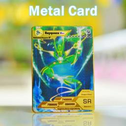 Pokemon cartão de metal pokemon letras ouro ferro jogando cartas gengar vmax rayquaza charizard pikachu vstar anime jogo presente brinquedos do miúdo - Image 6