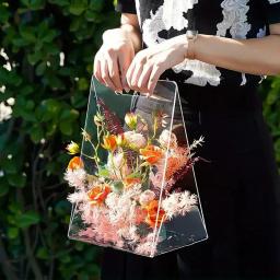 Caixa de flor portátil acrílica, embrulho de presente sacos com alças, sacolas reutilizáveis, solteira, dama de honra, casamento, aniversário - Image 1