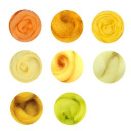 Fibra de lã para feltragem por agulha, feltragem úmida, fiação artesanal, materiais artesanais, série colorida amarela, 66S - Image 1