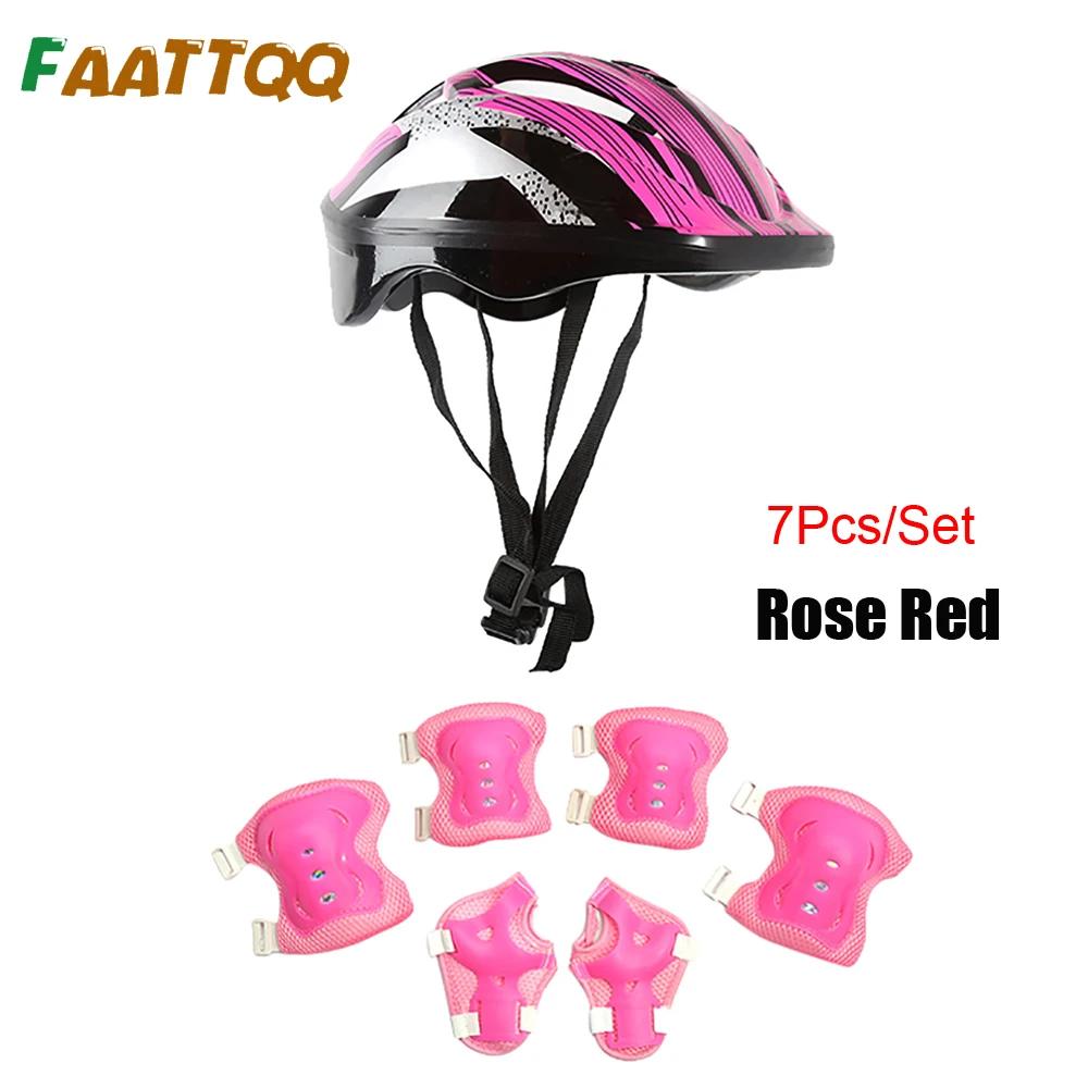 Conjunto de engrenagens protetoras para ciclismo, capacete infantil, cotovelo e pulso, capacete de bicicleta, skate e scooter BMX, patinação, esportes, 7PCs - Image 1