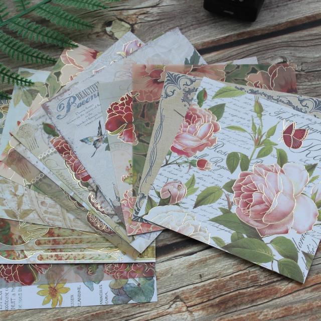 Adesivo de Papel Modelado Vintage KSCRAFT para Scrapbooking - Pacote com 15 Folhas de 13x13cm para Artesanato e Cartões