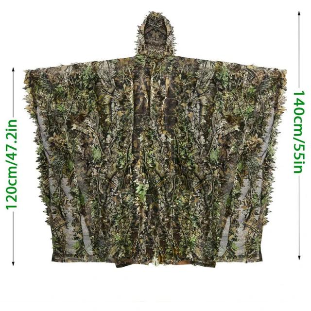 Traje 3D Ghillie para Caça: Camuflagem Eficaz, Poncho Woodland e Roupas para Fotografia de Vida Selvagem