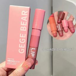 Gege Bear Velvet Matte Crayon Lipstick, impermeável, antiaderente, minúsculo batom, maquiagem super stay, rosa vermelha, desgaste longo, 4 em 1 - Image 5