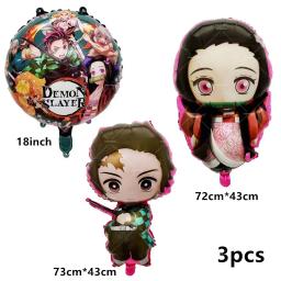 Balões Demon Slayer para Crianças Banner de Feliz Aniversário Kimetsu No Yaiba Decoração de Festa Descartável, Anime Cake Topper, Brinquedo - Image 5