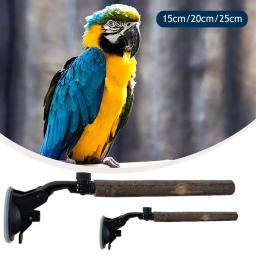 Wooden Parrot Perch Stand com ventosas para aves pequenas e médias, Evitar deslizamento, Interactive Window Perch - Image 2