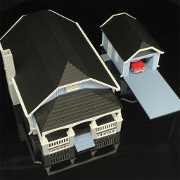Casa de dois andares com garagem modelo, miniatura modelo de construção, mesa de areia, trem cena layout, brinquedos montados, 1: 87 - Image 3