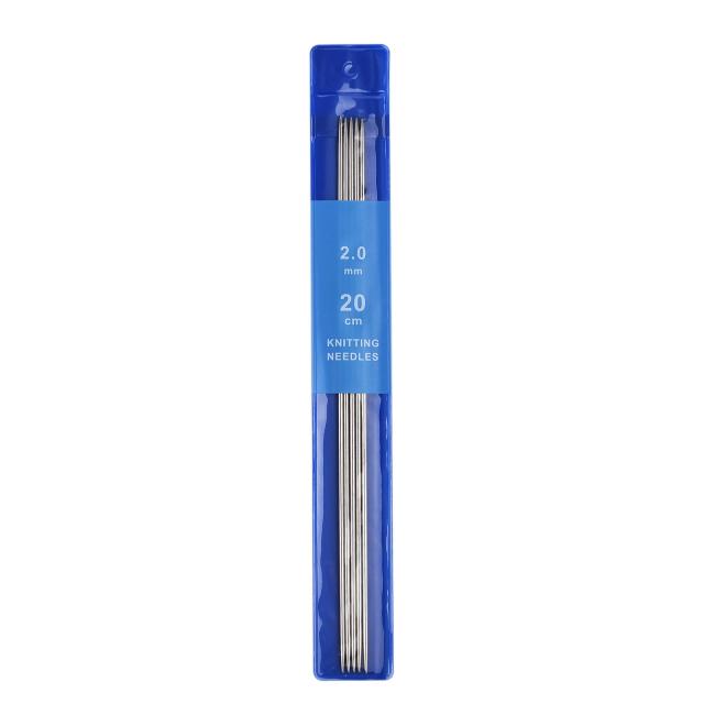 Conjunto de 5 Agulhas de Tricô em Aço Inoxidável de 2-5mm para Suéteres e Cachecóis - 20cm