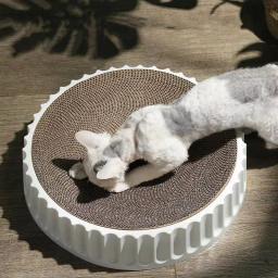Round Cat Scratcher Pad, moagem garras papelão, papel ondulado gatos arranhando a placa, raspadores de gatinho, móveis para animais de estimação - Image 1