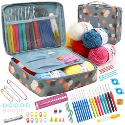 Kit de tricô ergonômico para iniciantes Kit de crochê de lã, ganchos, fios e acessórios de costura, presente para mulheres, novo, quente - Image 1