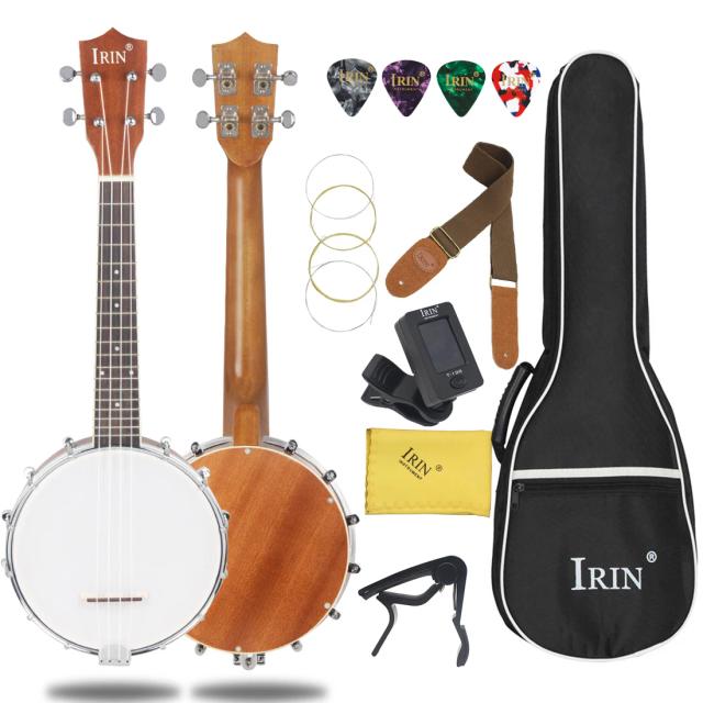 Banjo IRIN Professional Bege com Corpo em Rosewood, Acessórios Inclusos e 4 Cordas