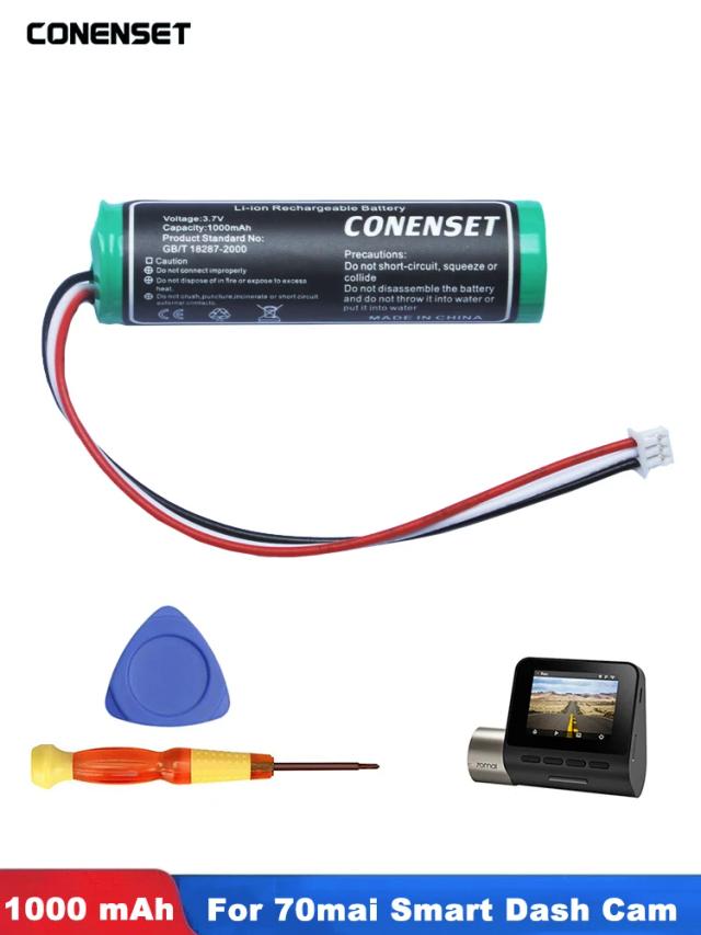Bateria de Substituição 3.7V para 70mai Smart Dash Cam Pro A500S, A500, A800 e Midrive D02 - Acessórios para Gravadores de Vídeo de Carro