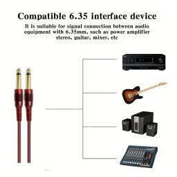 Cabo de Áudio para Guitarra Elétrica, Bass Speaker Instrument, Cabo AMP, Direto para Direto, Vermelho, 6.35mm, 1 ", 4", 4 ", TRS, 10ft, 3m - Image 3