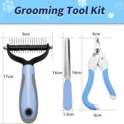 Dupla Face Cabelo Remoção Escova Pet Pele Nó Cortador Dog Grooming Derramamento Ferramentas Pente de Gato, Nail Clippers, Aparadores, 2023 - Image 6