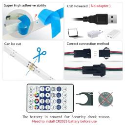 LED RGB Strip Light com Bluetooth, fita flexível, fita de diodo, música Sync, cor dos sonhos, USB, 5050, WS2812B, DC 5V - Image 5