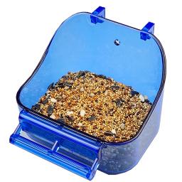 Alimentador de pássaros de plástico durável e banho, design fácil de limpar com poleiro para papagaios, pássaros pequenos, azul, claro, versátil, 1 pc - Image 5