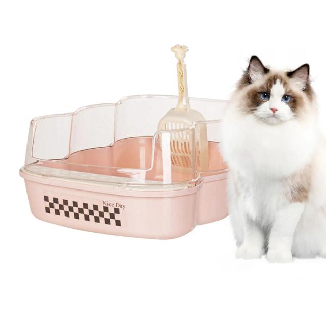 Caixa Semi Fechada Alta e Antisalpicos para Gatos e Coelhos - Suprimentos Fáceis de Limpar para Animais de Estimação