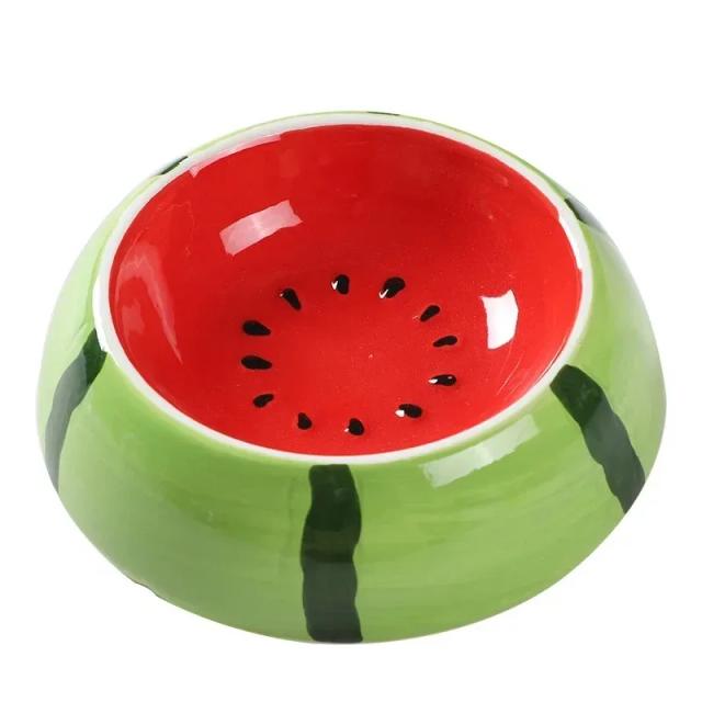 Tigela de Cerâmica em Forma de Fruta para Pets - Design Criativo e Anti-Derramamento para Pequenos Animais