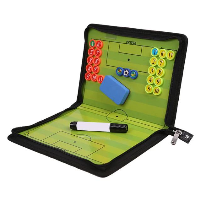 Prancheta Dobrável Coach Board com Zíper Magnético para Táticas de Futebol e Estratégias Avançadas