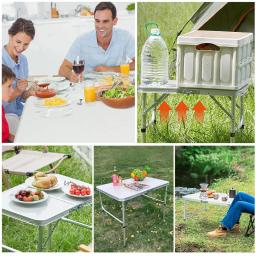 Mesa de acampamento dobrável para piquenique, mesa portátil dobrável leve de alumínio para churrasco de quintal de jardim ao ar - Image 3