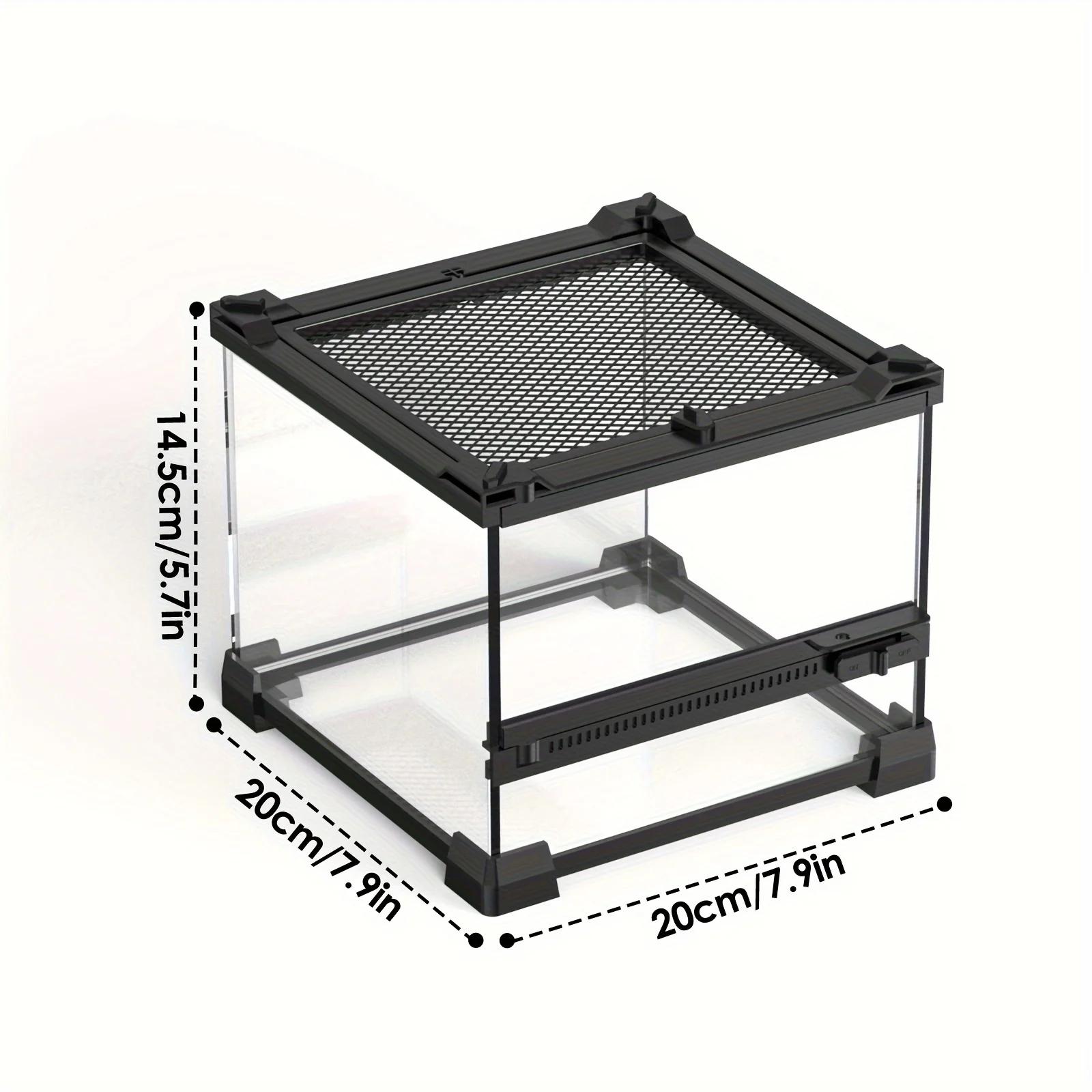 Tanque de Chuva de Porta Única, Terrário para Lagartos e Anfíbios, 1 Recipiente Réptil, 20x20x14,5 cm - Image 1