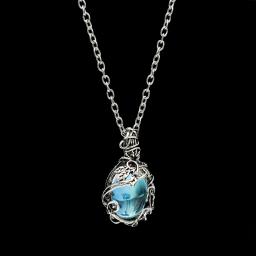 Colar pingente de pedras preciosas de cristal de água para mulheres Gemas artificiais Colares de vime vintage para meninas - Image 1