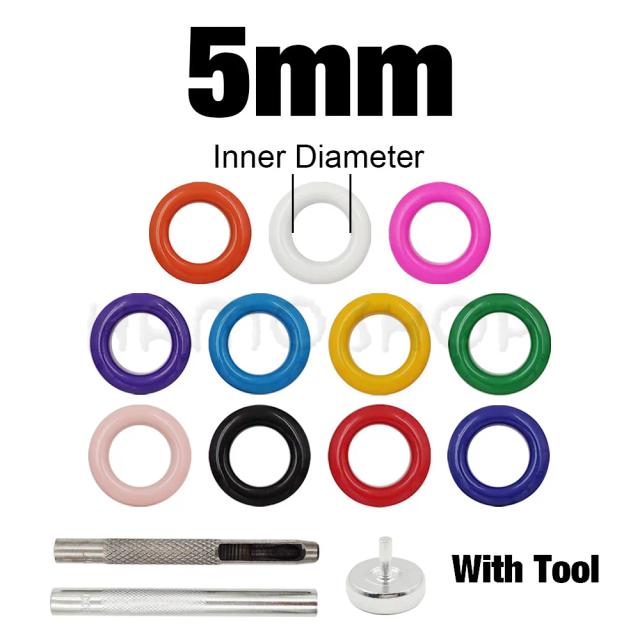 Conjunto de 100 Ilhós de Metal com Ferramentas para Scrapbooking, DIY, Couro e Moda