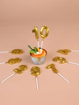 Vela banhada a ouro para festa de aniversário, vela numérica colorida, decoração de bolo plug-in, 1pc - Image 3