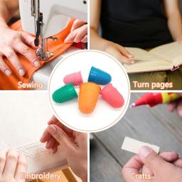 Silicone Dedo Protetores, dedal, manga, Dicas Guarda, ponta do dedo, polegar, almofadas para bordado, costura, corte, 5pcs - Image 4